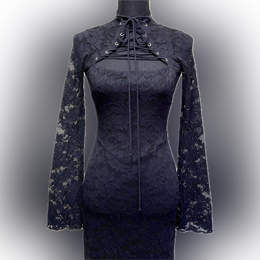 Vintage Lip Service Black Lace Dress - Picture 6 of 10